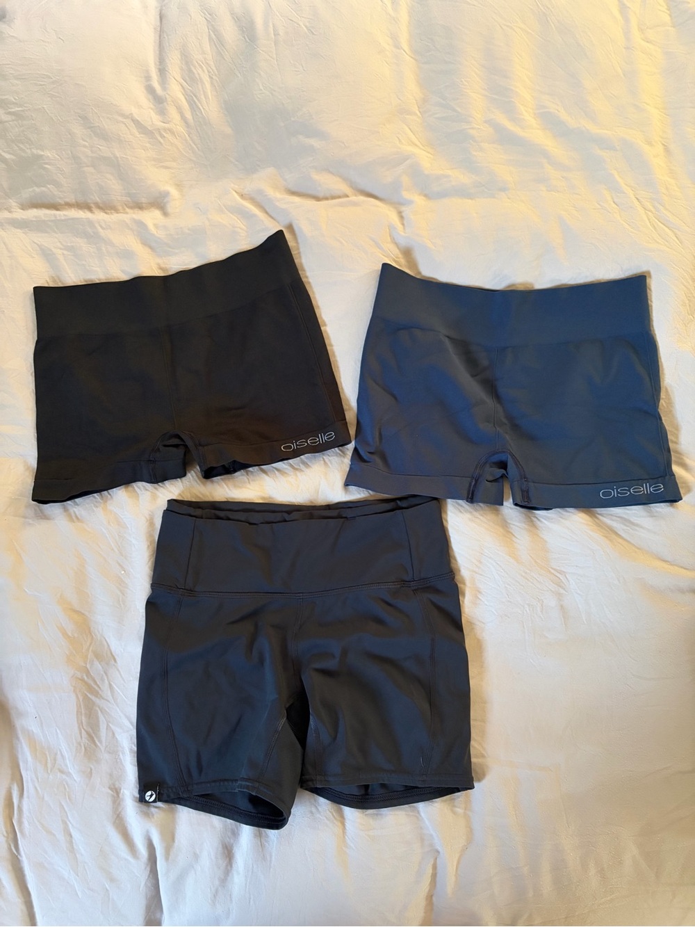 oiselle Women's Bike Shorts Trio - Black and Charcoal